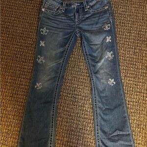 Miss Me Blue boot cut Jeans with Fleur-de-Lis